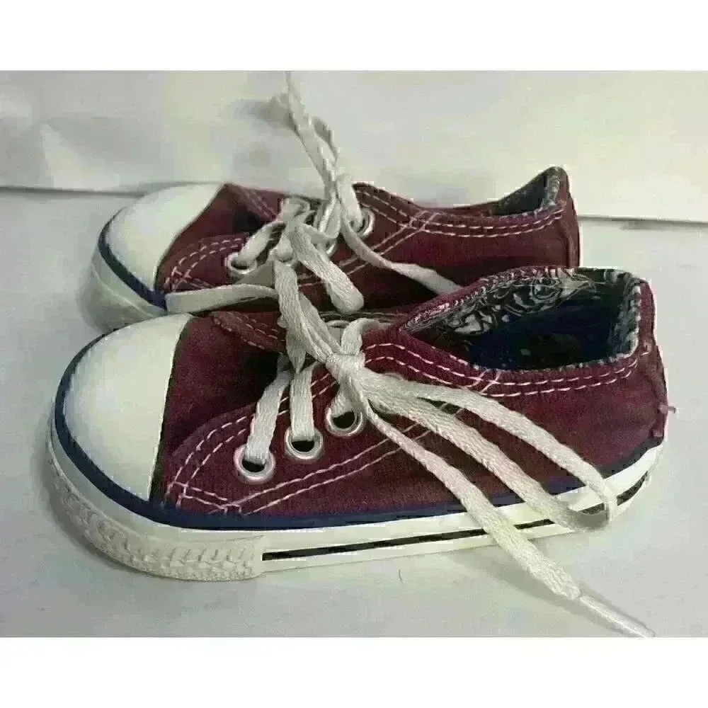Converse‎ Infant Shoes Size 4 Maroon Red Tie Lace Up All Star Baby Toddler Cute!